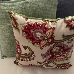 Multiples Floral Accent Pillow with Red and Green Design
